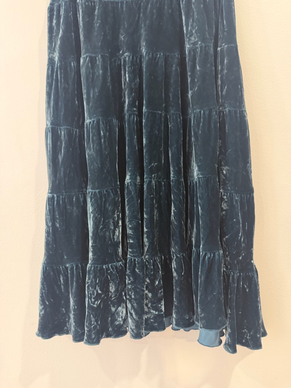 Crushed Velvet Blue Tiered Maxi Skirt 2 Whimsical Fairy Whimsigoth - Picture 3 of 7